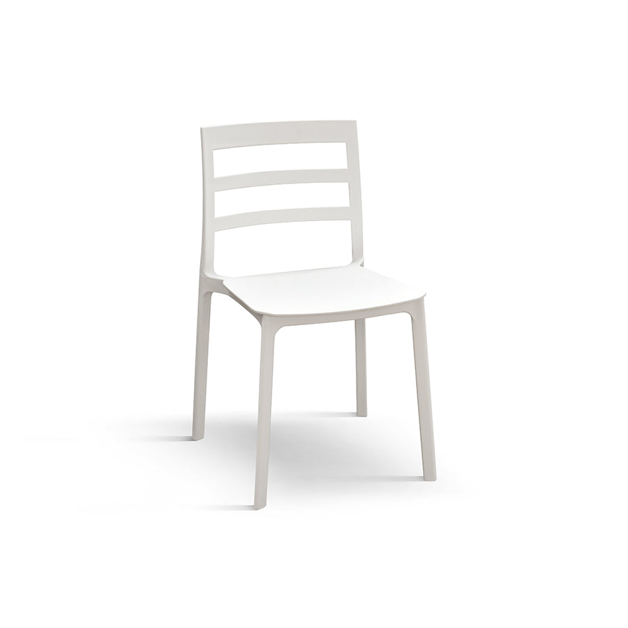 set di 4 sedie malaga in polipropilene bianco, sedia per esterno resistente agli agenti atmosferici