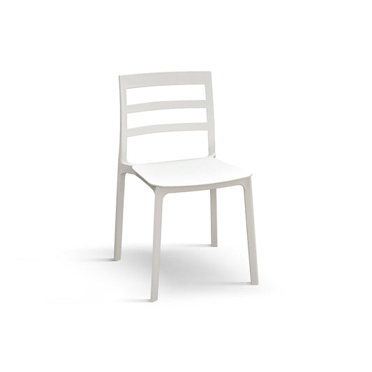 set di 4 sedie malaga in polipropilene bianco, sedia per esterno resistente agli agenti atmosferici