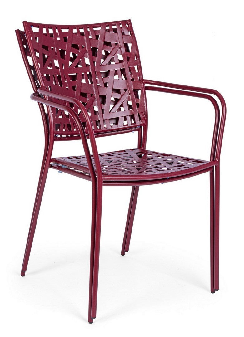 set di 4 sedie kelsie bordeaux, impilabile e salvaspazio per uso stagionale