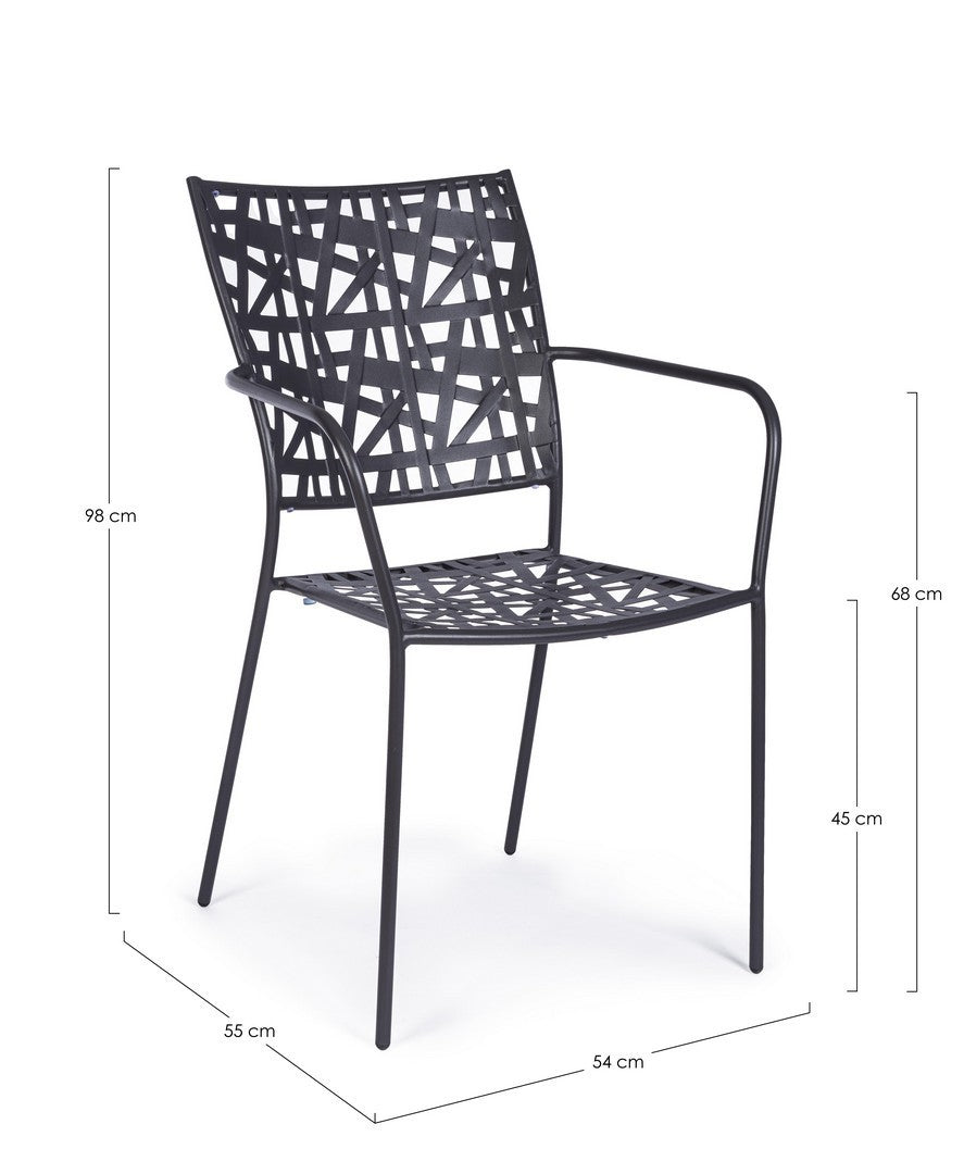 set di 4 sedie kelsie antracite, ambientazione su terrazza, veranda o prato