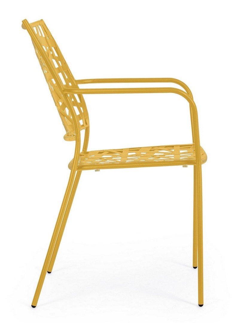 set di 4 sedie kelsie ocra, comoda e leggera, perfetta per giardino o balcone