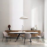 set di 2 sedie wendy in tessuto beige e gambe acciaio beige, modello versatile per casa o contract