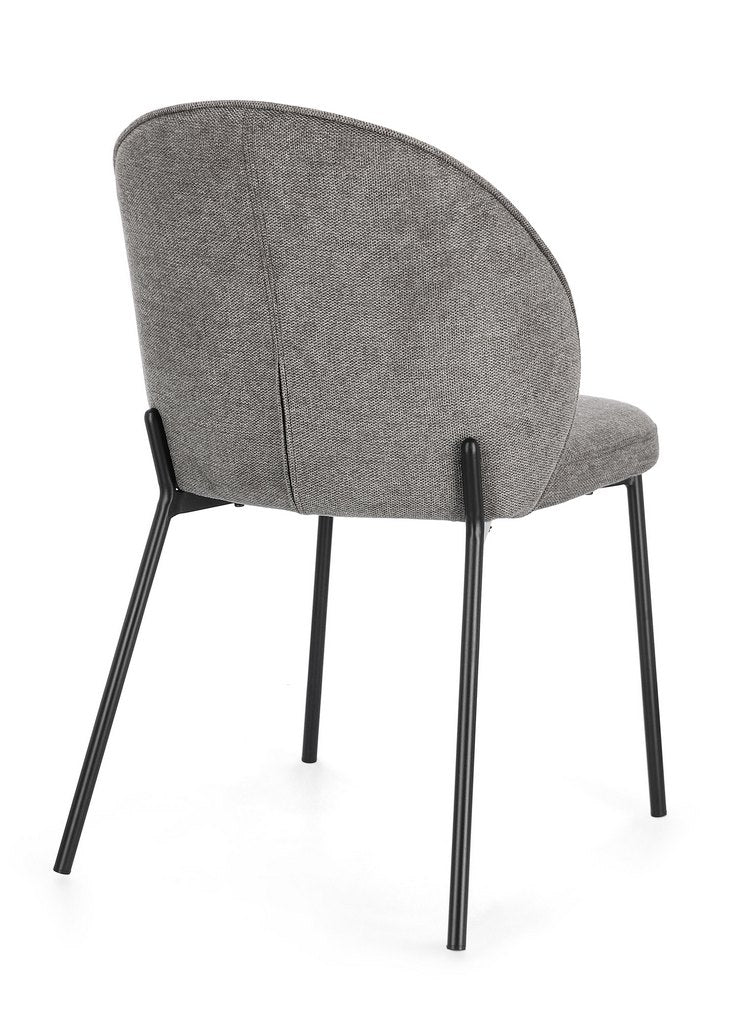 set di 2 sedie wendy in tessuto grigio e gambe acciaio nere, seduta ergonomica per comfort quotidiano