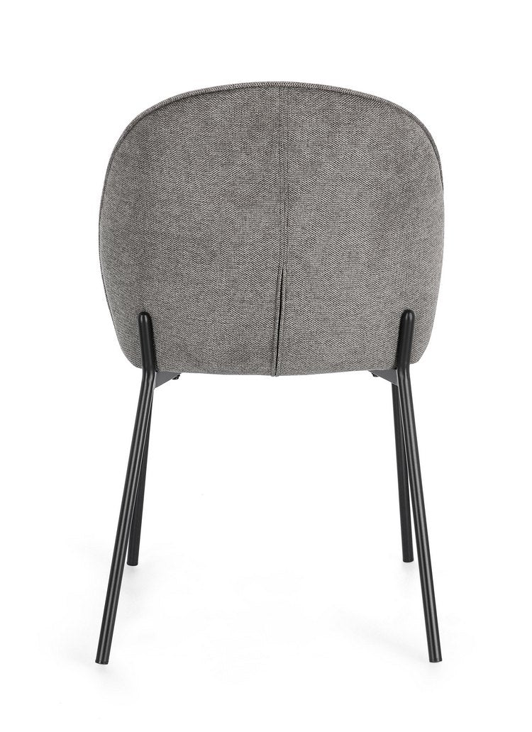 set di 2 sedie wendy in tessuto grigio e gambe acciaio nere, ideale per cucina, sala da pranzo o studio