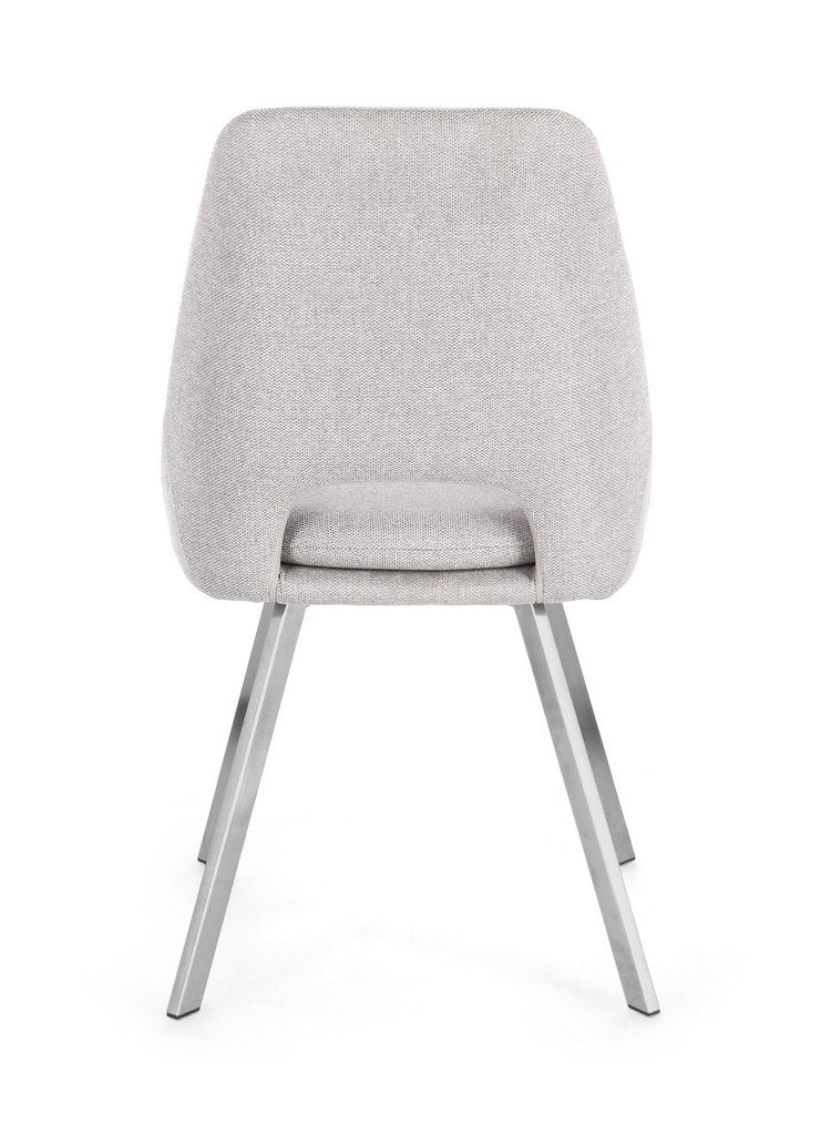 set di 2 sedie kashar in tessuto grigio chiaro e gambe acciaio, ideale per cucina, sala da pranzo o studio