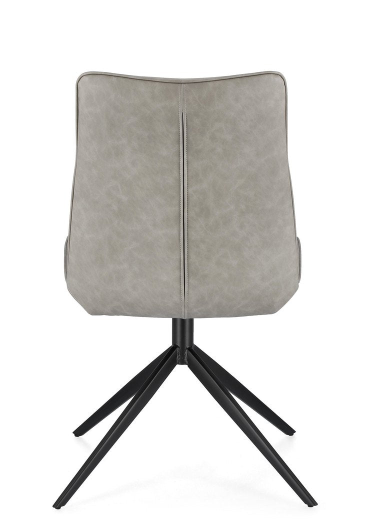 set di 2 sedie jordan in similpelle tortora e gambe acciaio nere, seduta ergonomica per comfort quotidiano