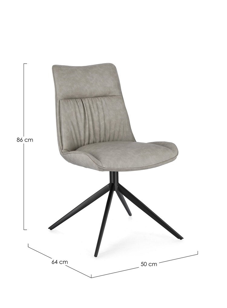 set di 2 sedie jordan in similpelle tortora e gambe acciaio nere, materiali resistenti per uso quotidiano