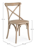 set di 2 sedie cross in legno di olmo naturale e rattan naturale, ideale per cucina, sala da pranzo o studio