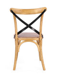 set di 2 sedie cross metal in legno di olmo naturale e stecche acciaio nero, ideale per cucina, sala da pranzo o studio