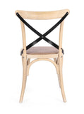set di 2 sedie cross metal in legno di olmo chiaro e stecche acciaio nero, ideale per cucina, sala da pranzo o studio