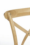 set di 2 sedie cross in legno di olmo marrone e rattan naturale, seduta ergonomica per comfort quotidiano