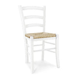 set di 2 sedie appia in legno massello bianco con seduta in paglia, sedia dal design moderno per sala da pranzo o soggiorno