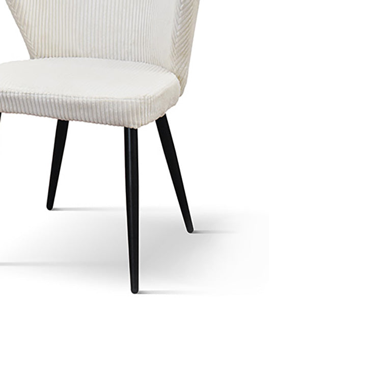 set di 2 sedie mantes in tessuto effetto velluto panna e gambe in metallo antracite, dettaglio dei braccioli imbottiti o in...