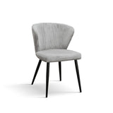 set di 2 sedie mantes in tessuto effetto velluto grigio e gambe in metallo antracite, poltroncina elegante con braccioli per...