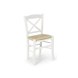 set di 2 sedie tiburtina in legno massello bianco con seduta in paglia, sedia dal design moderno per sala da pranzo o...