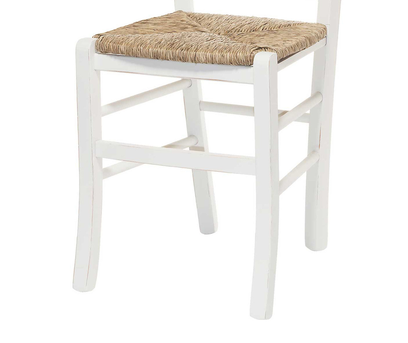 set di 2 sedie tiburtina in legno massello bianco con seduta in paglia, dettaglio della struttura in legno, metallo o...