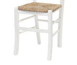 set di 2 sedie tiburtina in legno massello bianco con seduta in paglia, dettaglio della struttura in legno, metallo o...