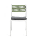 set di 4 sedie alvin in polipropilene bianco e corda intrecciata verde, impilabili, ideale per arredare con stile il tuo...