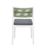 set di 4 sedie alvin in polipropilene bianco e corda intrecciata verde, impilabili, comoda e leggera, perfetta per giardino...