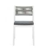 set di 4 sedie alvin in polipropilene bianco e corda intrecciata grigio chiaro, impilabili, ideale per arredare con stile il...