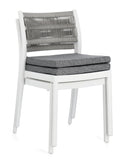 set di 4 sedie alvin in polipropilene bianco e corda intrecciata grigio chiaro, impilabili, modello outdoor dal design...