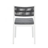 set di 4 sedie alvin in polipropilene bianco e corda intrecciata grigio scuro, impilabili, comoda e leggera, perfetta per...