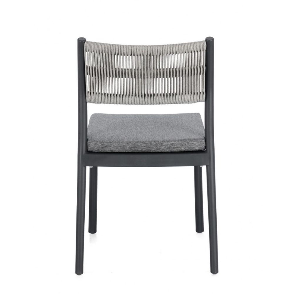 set di 4 sedie alvin in polipropilene antracite e corda intrecciata grigio chiaro, impilabili, comoda e leggera, perfetta...