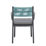 set di 4 sedie alvin in polipropilene antracite e corda intrecciata blu, con braccioli, comoda e leggera, perfetta per...