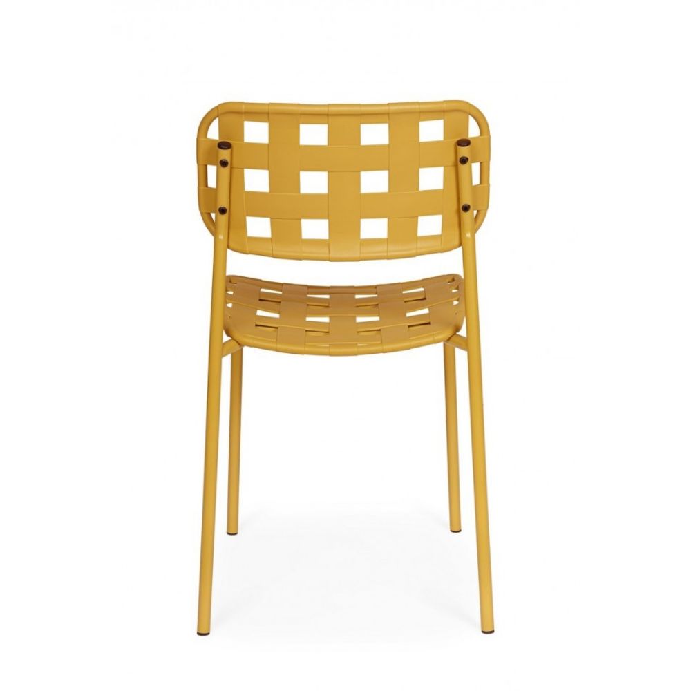 set di 4 sedie clover in polipropilene giallo e struttura acciaio, impilabile, ideale per arredare con stile il tuo spazio...