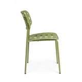 set di 4 sedie clover in polipropilene verde e struttura acciaio, impilabile, comoda e leggera, perfetta per giardino o...