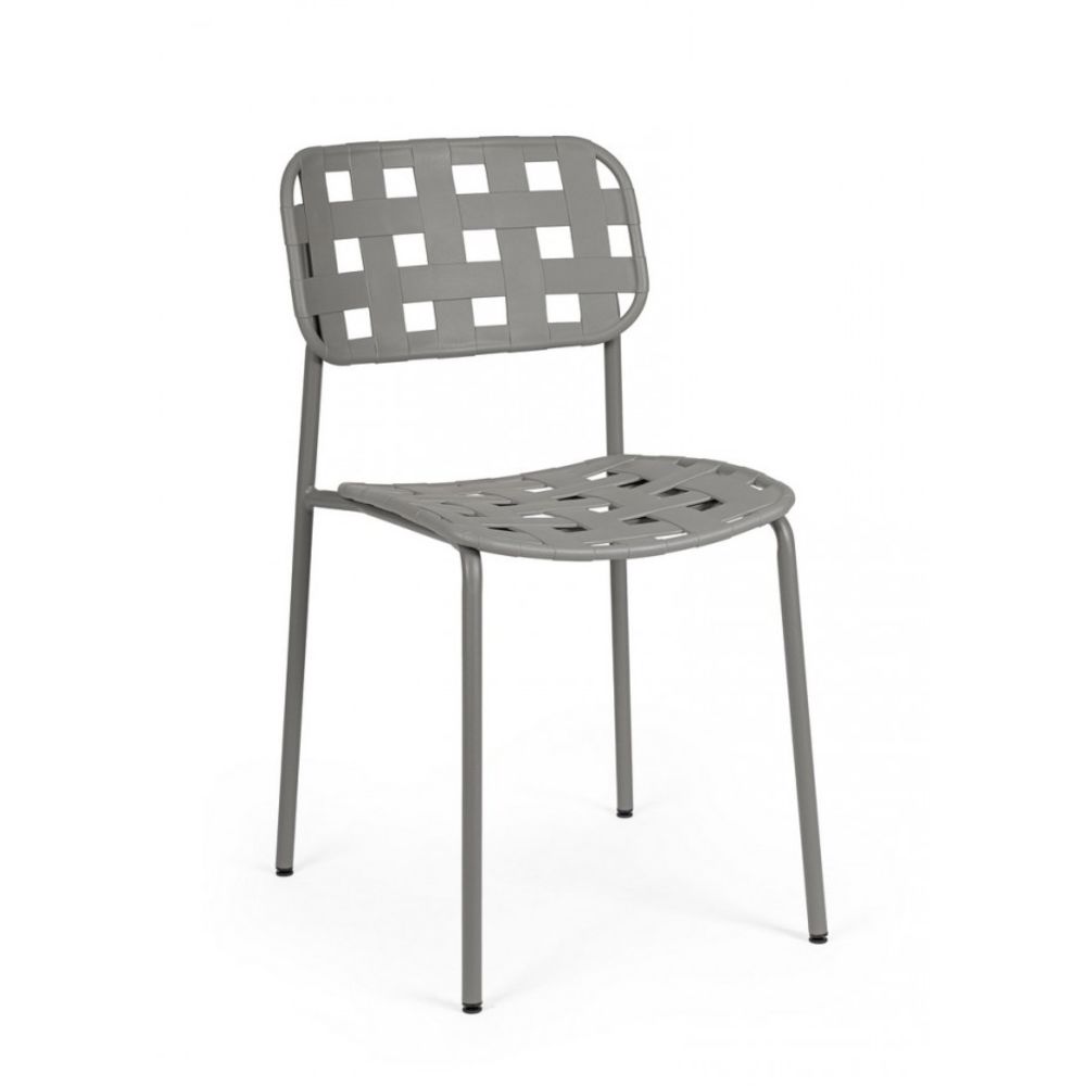 set di 4 sedie clover in polipropilene grigio e struttura acciaio, impilabile, sedia per esterno resistente agli agenti...