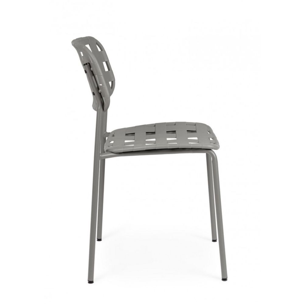 set di 4 sedie clover in polipropilene grigio e struttura acciaio, impilabile, comoda e leggera, perfetta per giardino o...