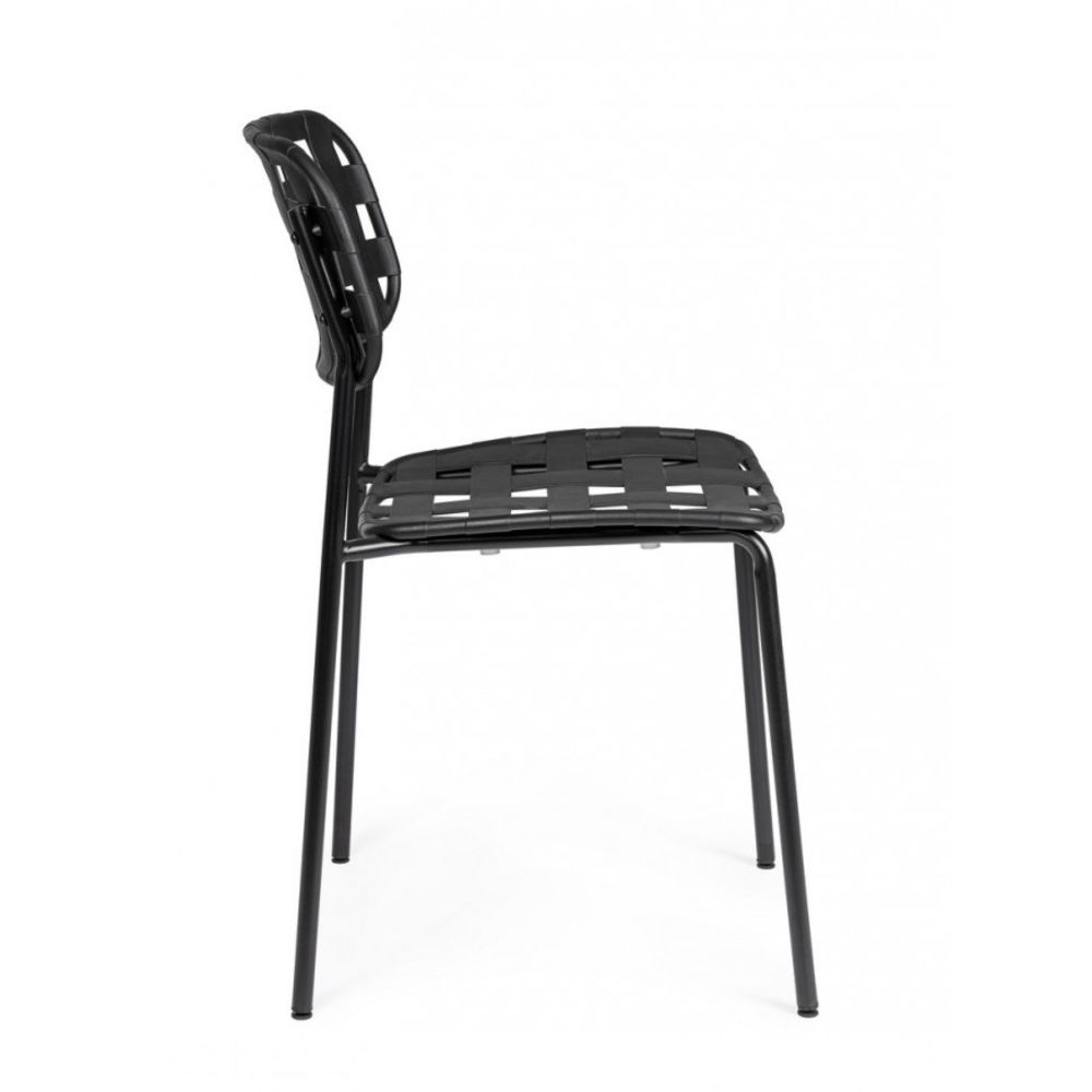 set di 4 sedie clover in polipropilene nero e struttura acciaio, impilabile, comoda e leggera, perfetta per giardino o...