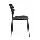 set di 4 sedie clover in polipropilene nero e struttura acciaio, impilabile, comoda e leggera, perfetta per giardino o...