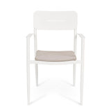 set di 4 sedie nebula in alluminio bianco con cuscino tortora impermeabile, con braccioli, ideale per arredare con stile il...