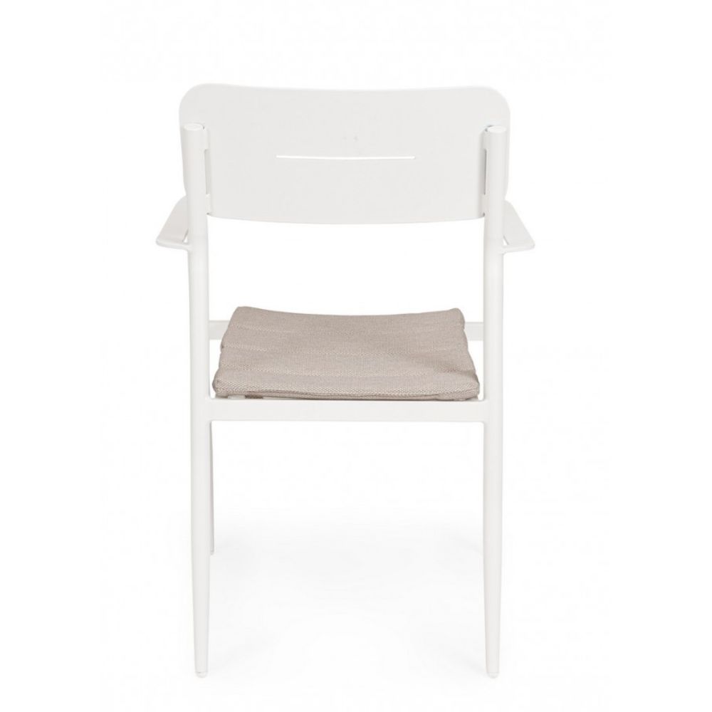 set di 4 sedie nebula in alluminio bianco con cuscino tortora impermeabile, con braccioli, comoda e leggera, perfetta per...