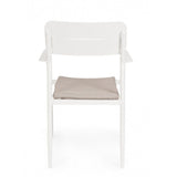 set di 4 sedie nebula in alluminio bianco con cuscino tortora impermeabile, con braccioli, comoda e leggera, perfetta per...