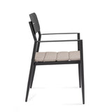 set di 4 sedie nebula in alluminio antracite con cuscino tortora impermeabile, con braccioli, comoda e leggera, perfetta per...