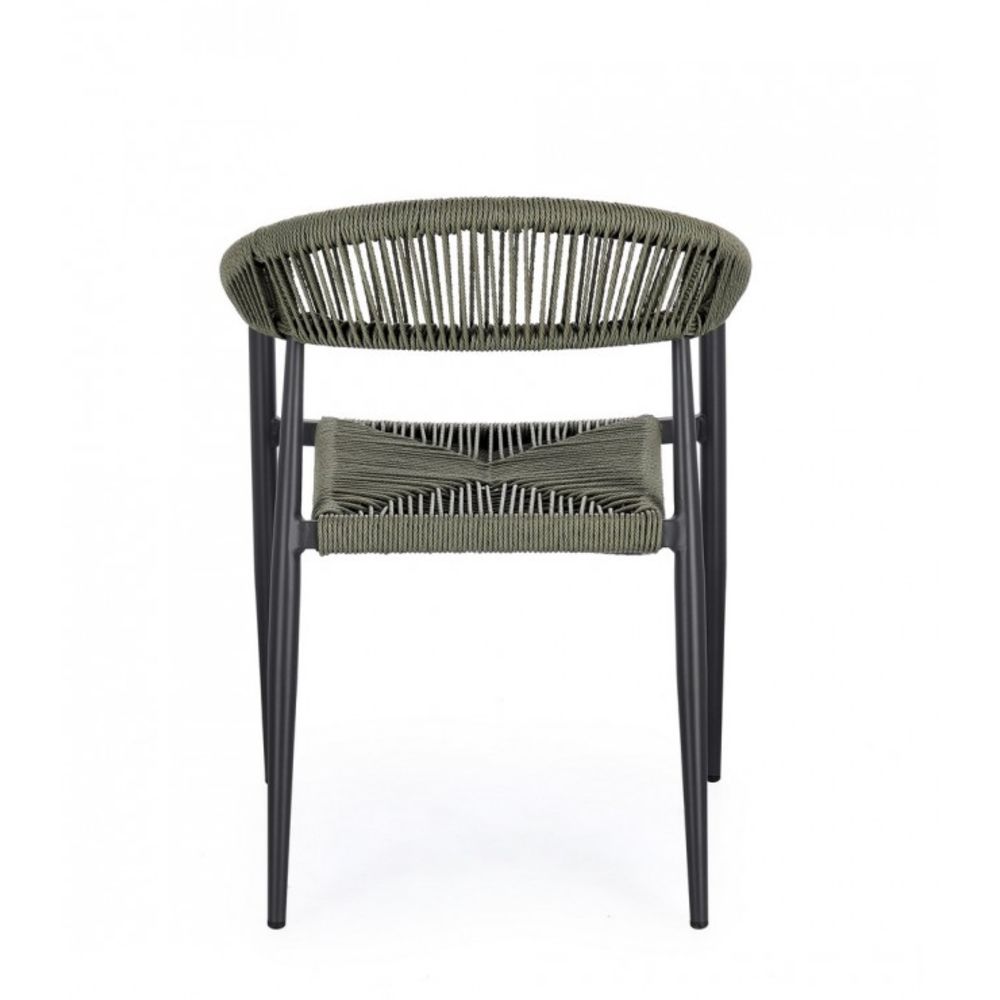 set di 4 sedie jandia in alluminio antracite e fibre intrecciate verdi, impilabili, comoda e leggera, perfetta per giardino...