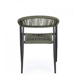 set di 4 sedie jandia in alluminio antracite e fibre intrecciate verdi, impilabili, comoda e leggera, perfetta per giardino...