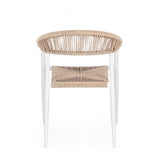 set di 4 sedie jandia in alluminio bianco e fibre intrecciate beige, impilabili, comoda e leggera, perfetta per giardino o...