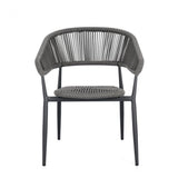 set di 4 sedie algaida in alluminio antracite e fibre intrecciate grigie, impilabili, ideale per arredare con stile il tuo...