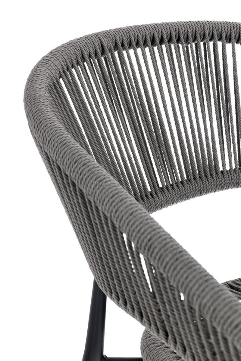 set di 4 sedie algaida in alluminio antracite e fibre intrecciate grigie, impilabili, impilabile e salvaspazio per uso...