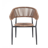 set di 4 sedie algaida in alluminio antracite e fibre intrecciate marroni, impilabili, ideale per arredare con stile il tuo...