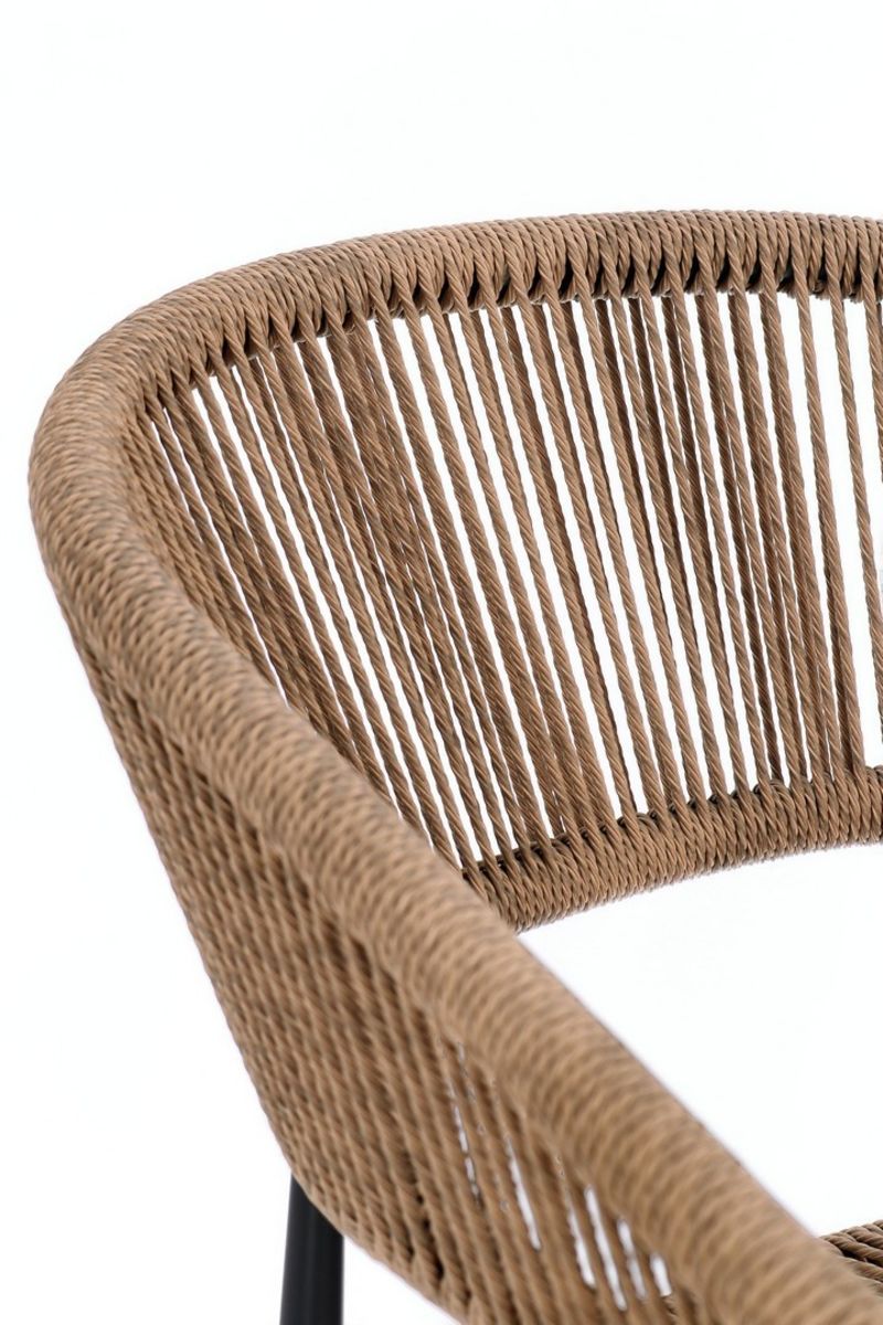 set di 4 sedie algaida in alluminio antracite e fibre intrecciate marroni, impilabili, impilabile e salvaspazio per uso...