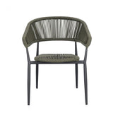 set di 4 sedie algaida in alluminio antracite e fibre intrecciate verdi, impilabili, ideale per arredare con stile il tuo...