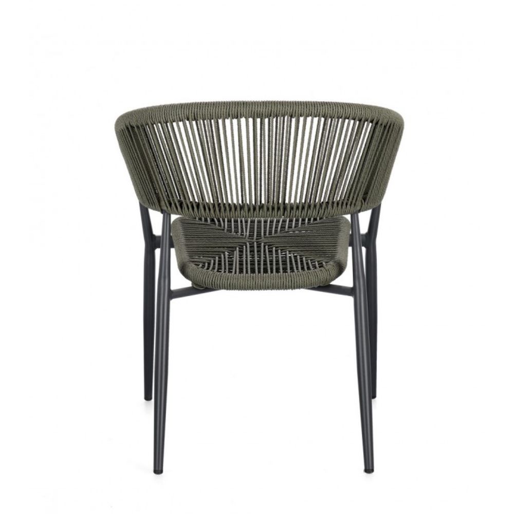 set di 4 sedie algaida in alluminio antracite e fibre intrecciate verdi, impilabili, comoda e leggera, perfetta per giardino...