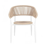 set di 4 sedie algaida in alluminio bianco e fibre intrecciate beige, impilabili, ideale per arredare con stile il tuo...