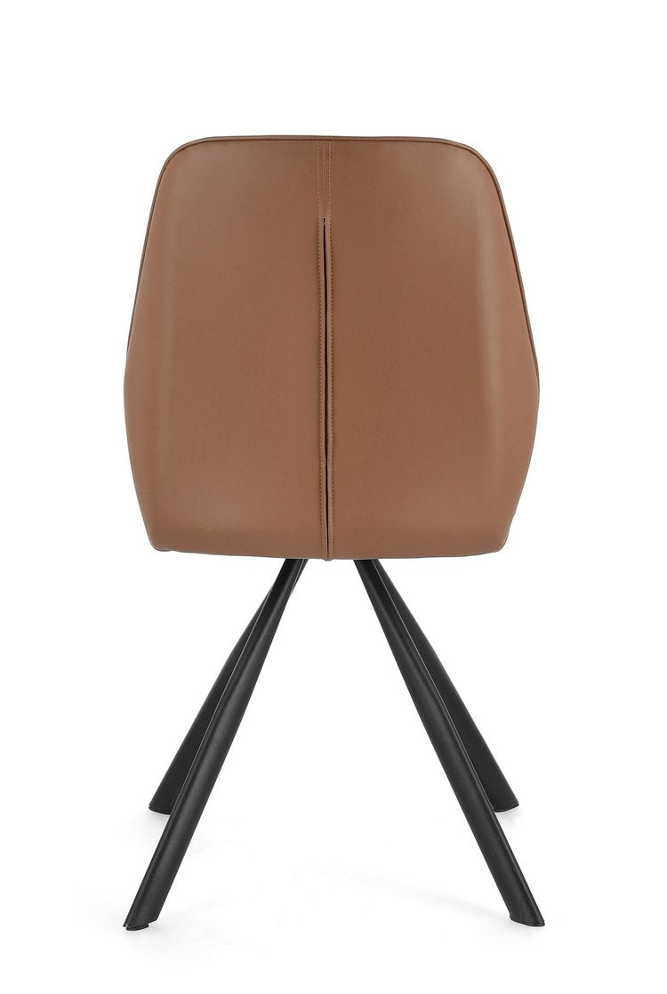 set di 4 sedie maxwell similpelle cognac e gambe acciaio cromato, seduta ergonomica per comfort quotidiano