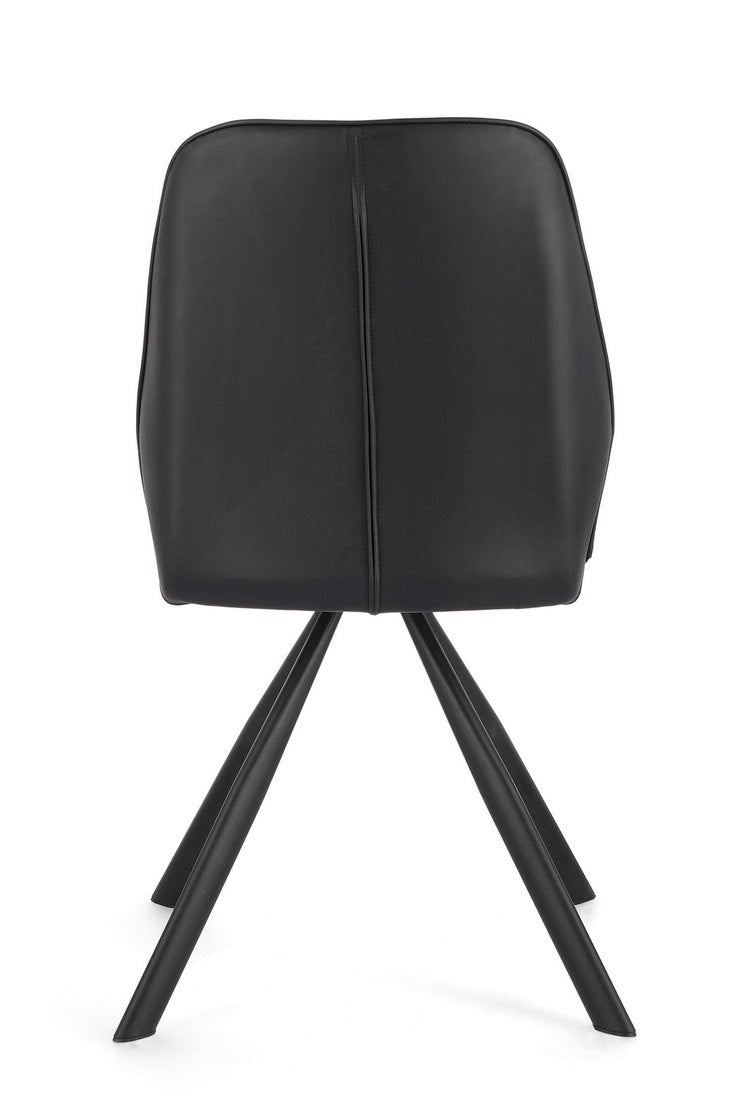 set di 4 sedie maxwell similpelle nero e gambe acciaio nero, seduta ergonomica per comfort quotidiano